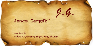 Jencs Gergő névjegykártya